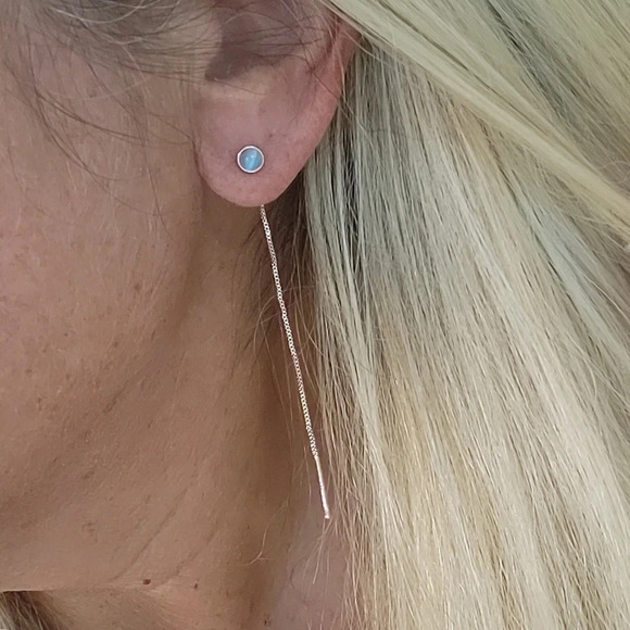 Cat's Eye Sterling Silver Threaders - Picture 2 of 6